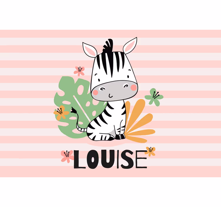 Childrens blind beautiful zebra for kids with name - TenStickers
