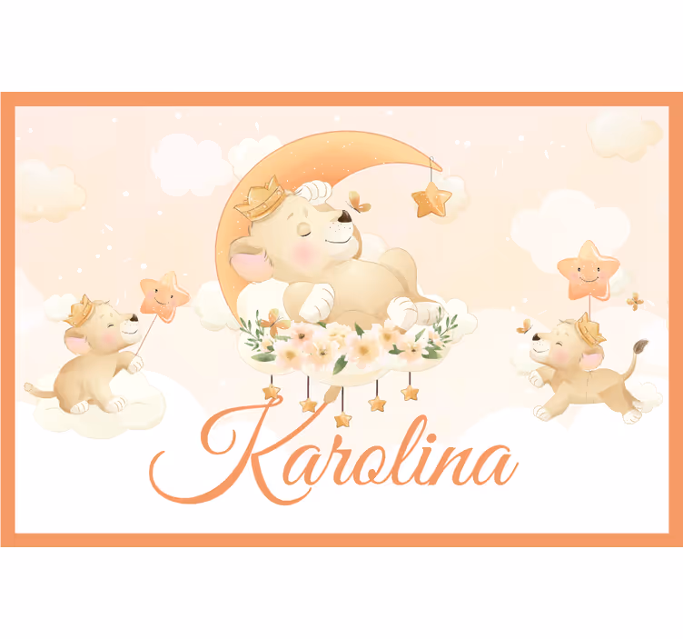 Childrens blind cute animals lion with name - TenStickers