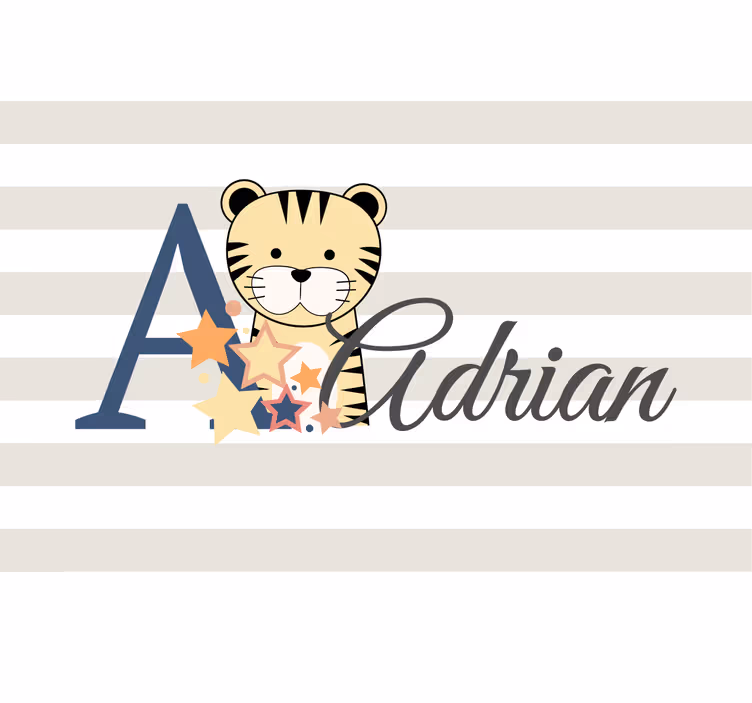 Childrens blind cute animals tiger with name - TenStickers