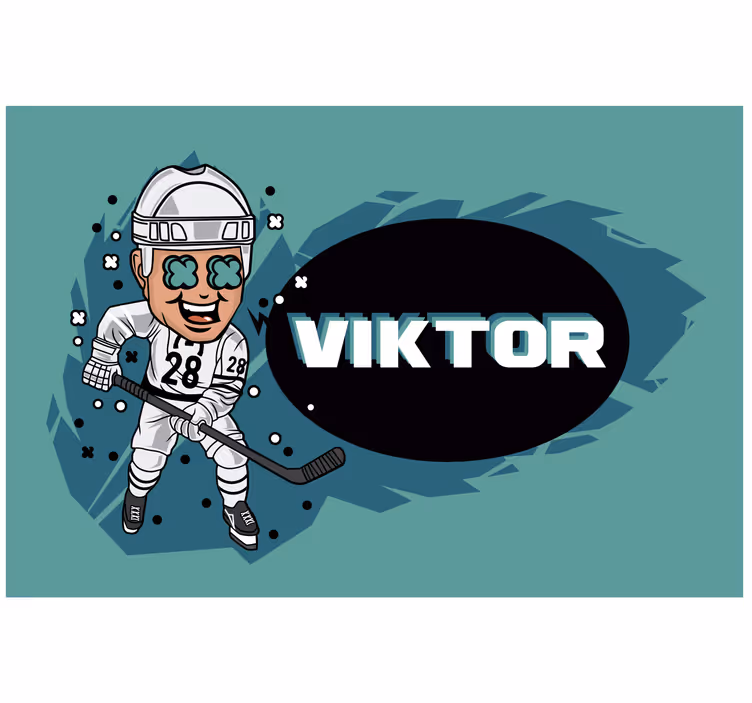 Childrens blind funny hockey player with name - TenStickers