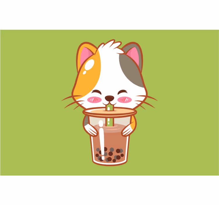Childrens blind with chocolate-drinking cat design - TenStickers