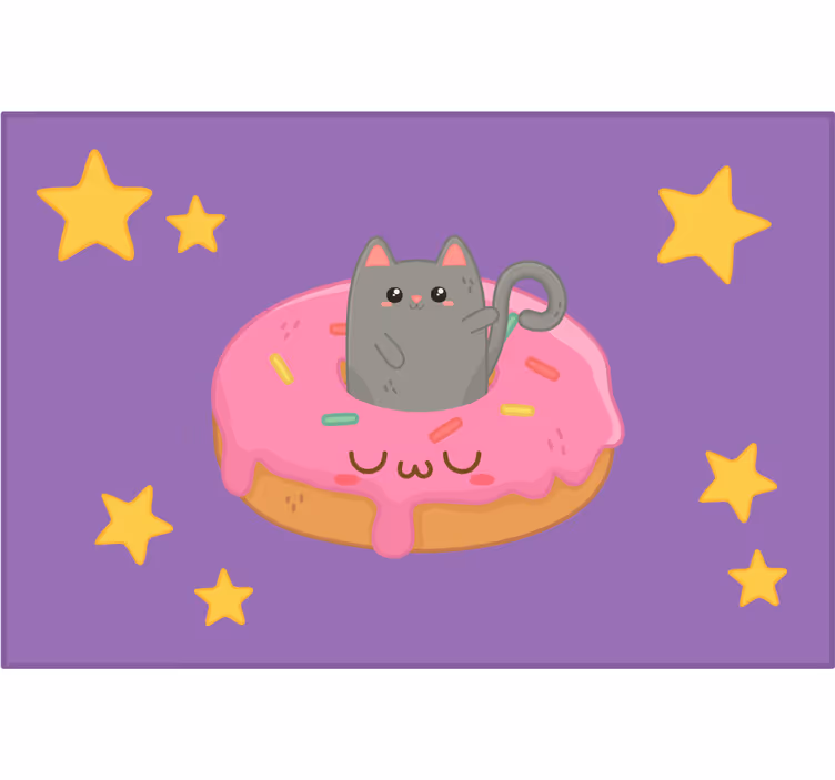 Childrens blind featuring cat and donut design - TenStickers