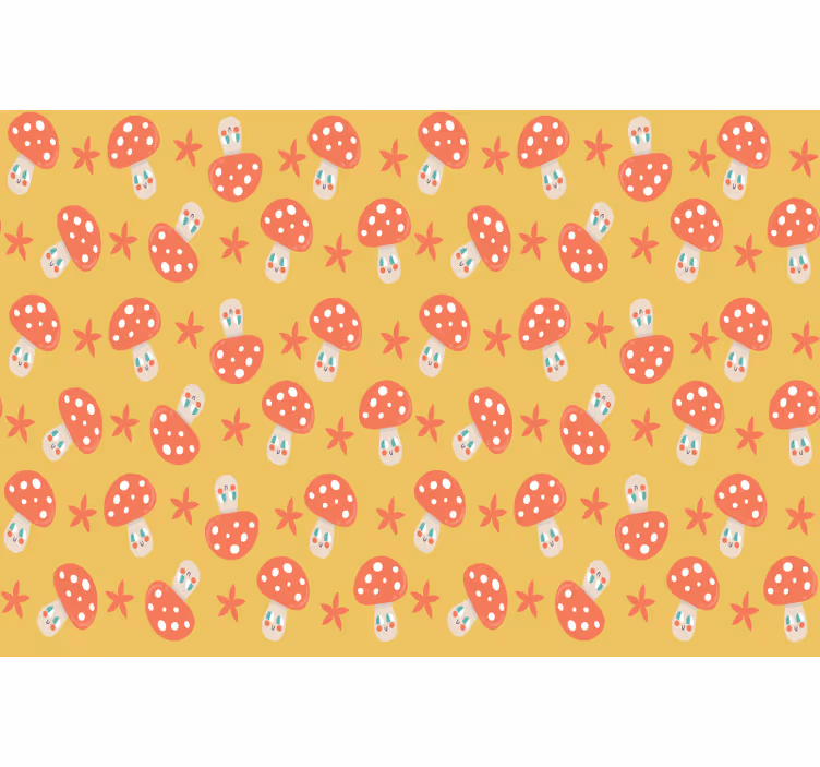 Childrens blind featuring classic mushrooms on yellow - TenStickers
