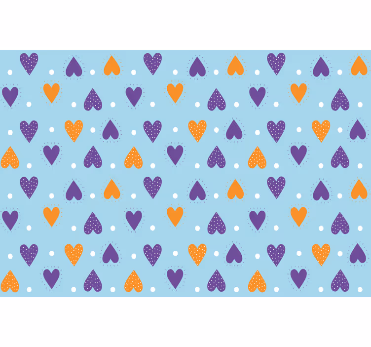Childrens blind with purple and orange hearts on blue - TenStickers