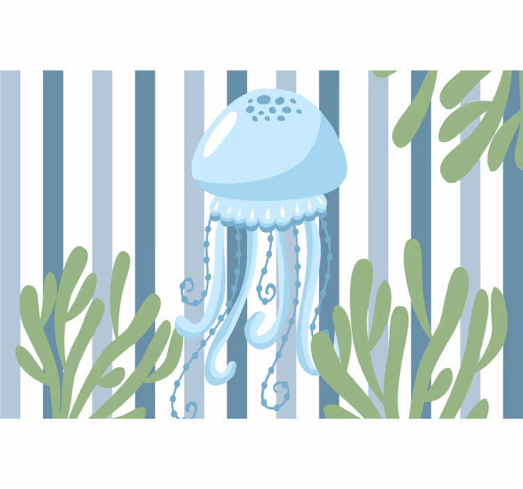 Childrens blind featuring blue jellyfish sea creatures - TenStickers