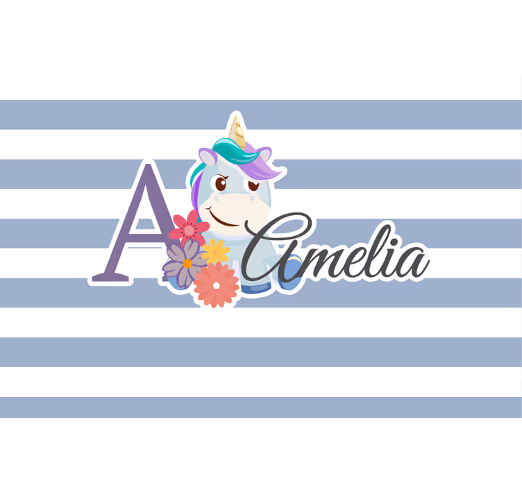Childrens blind cute animals unicorn with name - TenStickers