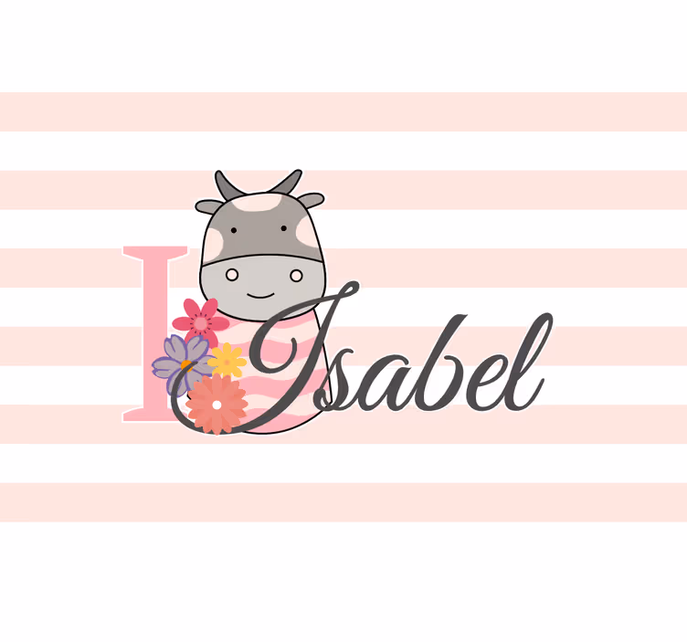 Childrens blind cute animal cow with name - TenStickers