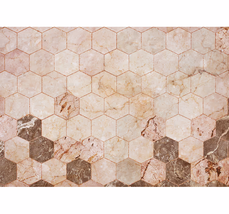 Kitchen blind in brown hexagon tile - TenStickers