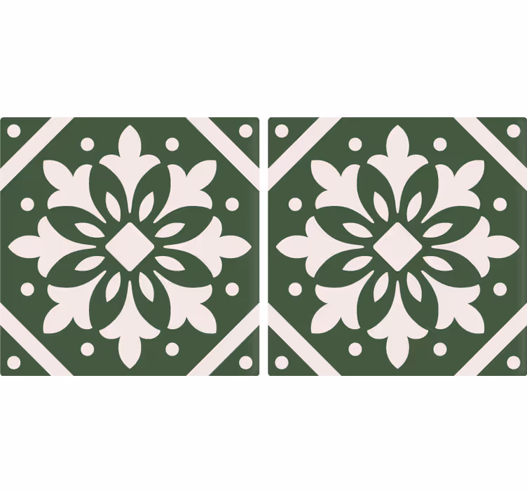 Kitchen blind with cement tile patterns on green - TenStickers