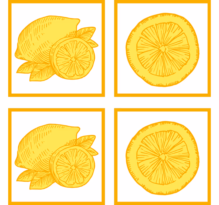 Kitchen blind with orange and lemon sketch design - TenStickers