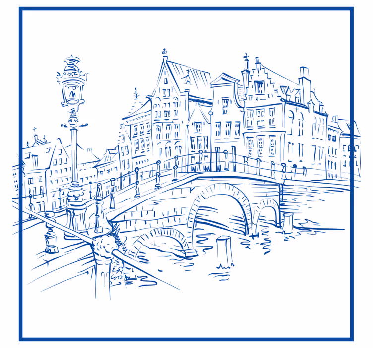 Kitchen blind with delft blue canal houses design - TenStickers