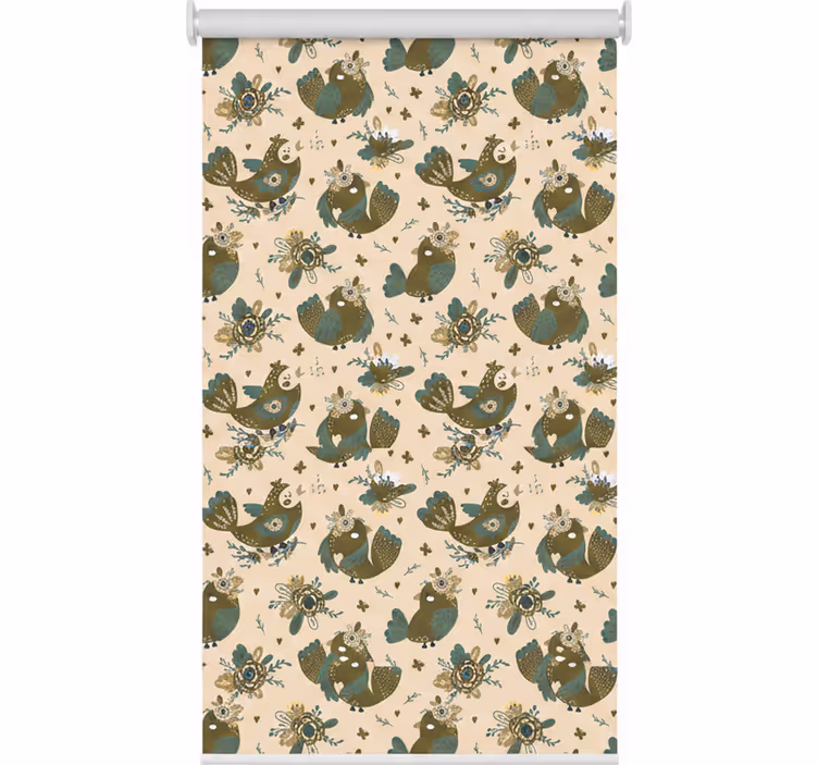 Kitchen blind with oriental birds and flowers pattern - TenStickers