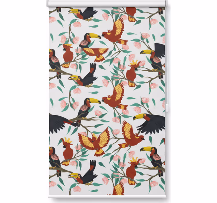 Flying parrots and toucans kitchen blind - TenStickers