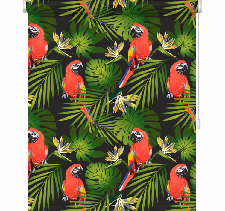 Colorful parrots on gray background kitchen blind - TenStickers