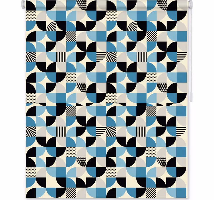 Kitchen blind in retro blue bauhaus pattern - TenStickers