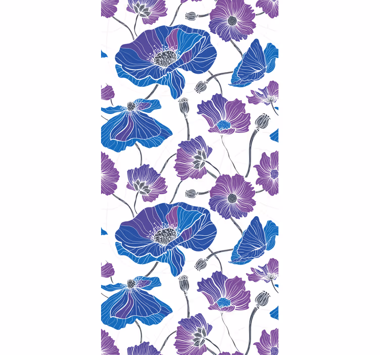 Kitchen blind with blue and purple garden flowers - TenStickers