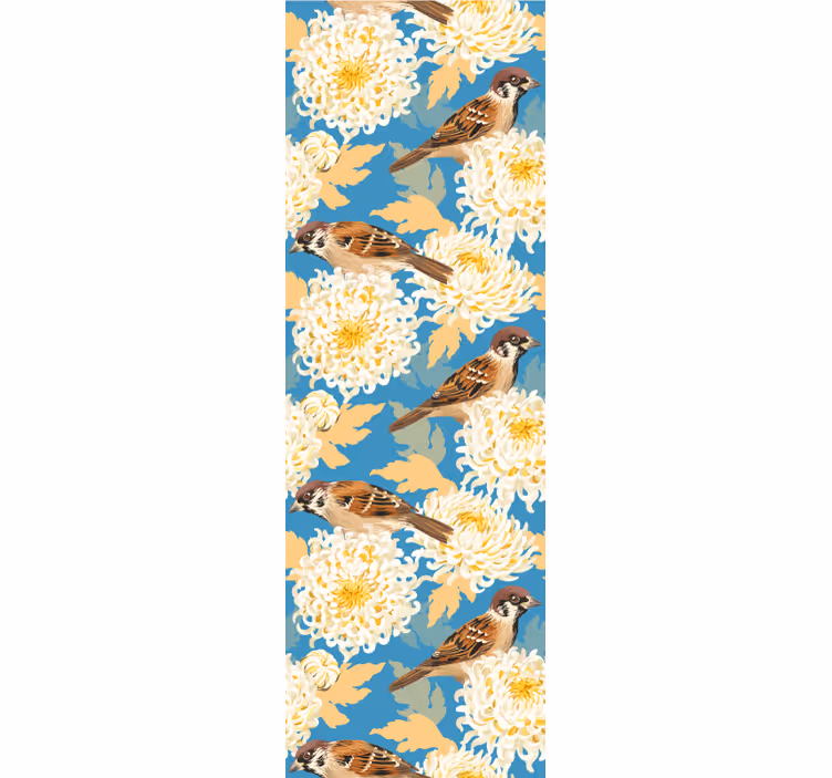 Kitchen blind with aquarella birds and leaves pattern - TenStickers