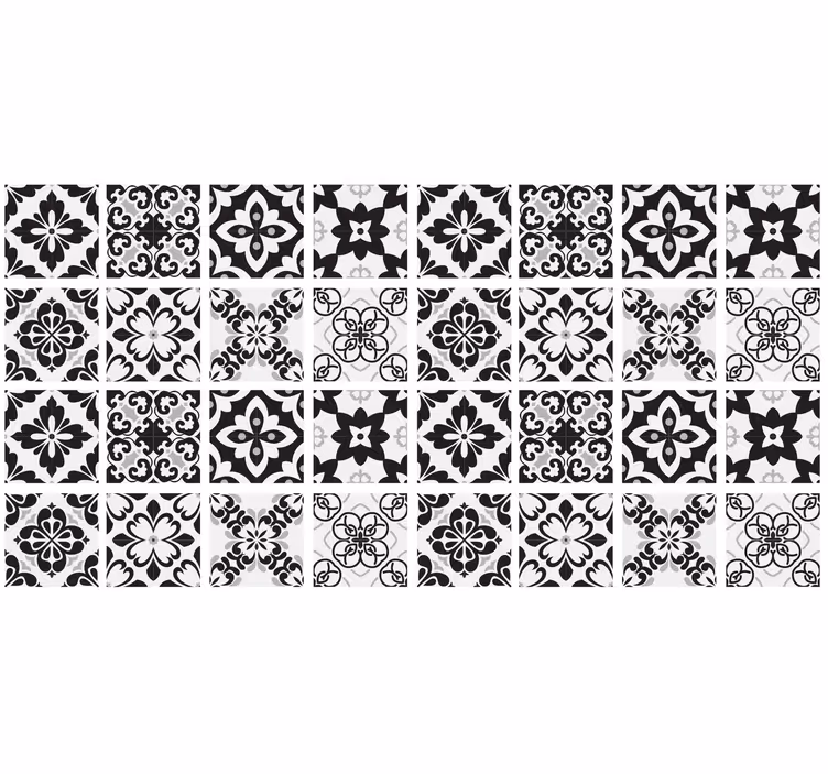 Kitchen blind with black and white tiles design - TenStickers