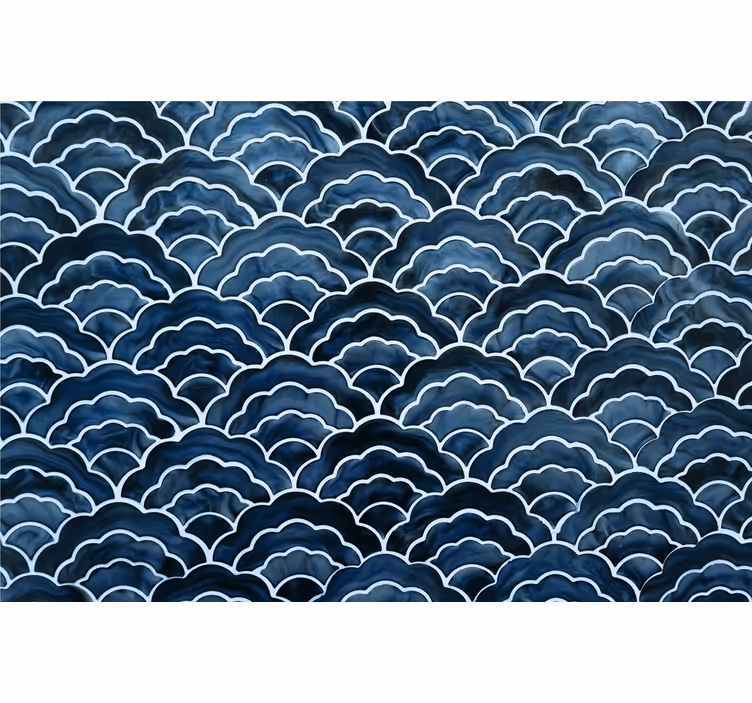 Blue blind with japanese wave pattern - TenStickers