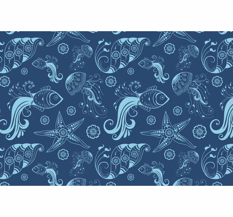 Blue blind decorative marine life - TenStickers