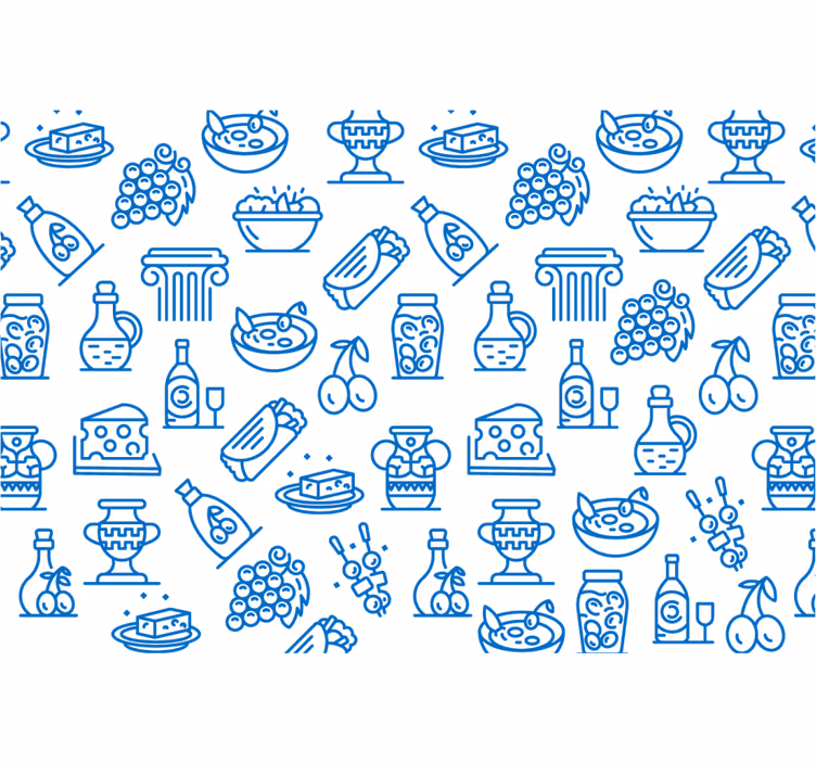 Blue blind greek cuisine symbols - TenStickers