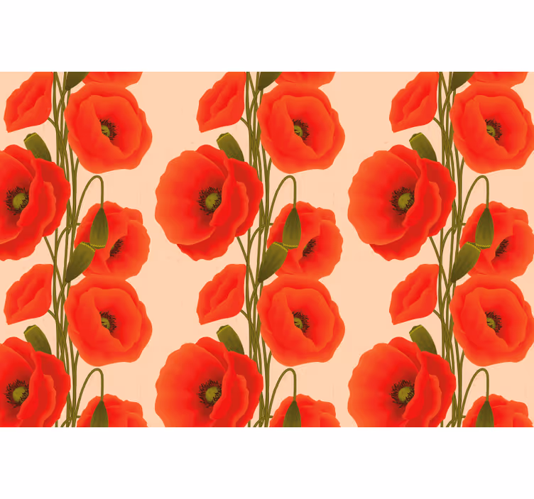 Red blind poppies pattern - TenStickers