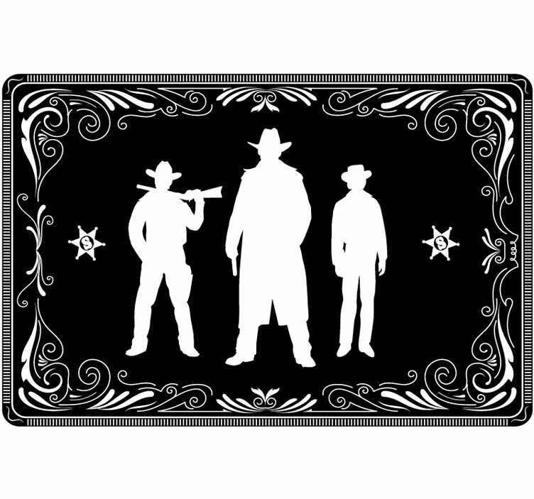 Black blind cowboy and horses design - TenStickers