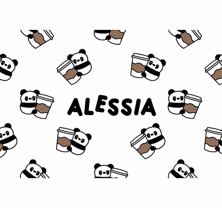 Grey blind pandas with name - TenStickers
