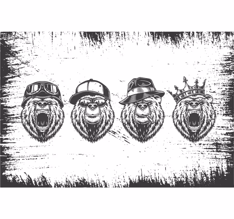 Grey blind vintage logo style bear - TenStickers