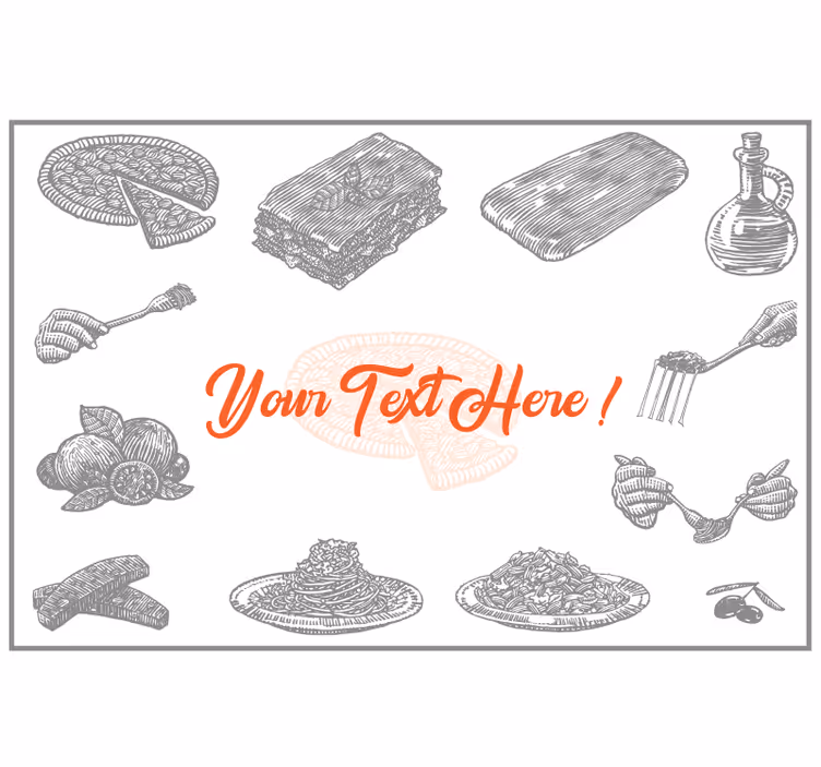 Grey blind with italian food icons and text - TenStickers