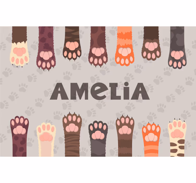 Beige blind fluffy multicolored cat paws set - TenStickers