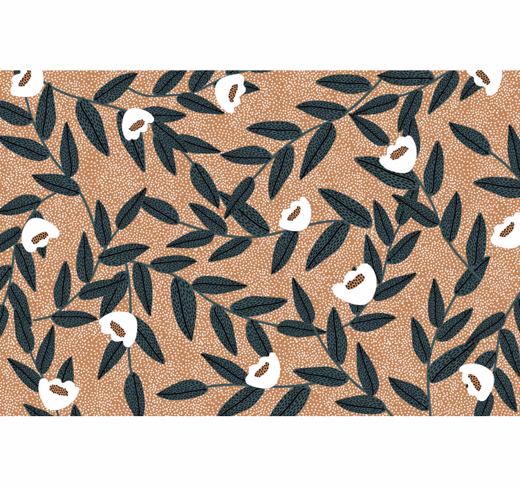 Beige blind with blossoms and leaves design - TenStickers