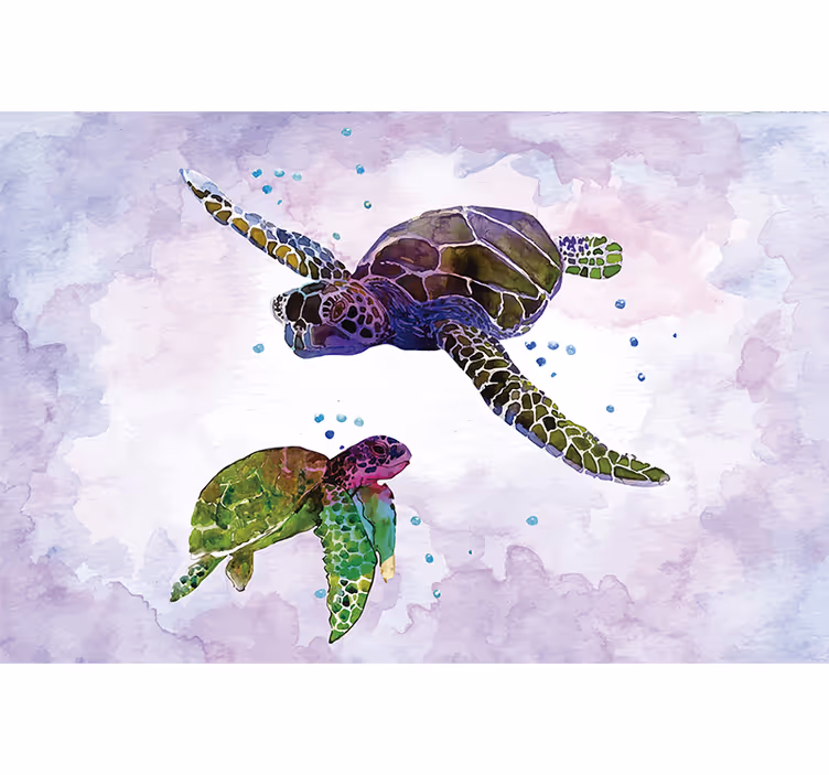 Purple blind with colorful turtles design - TenStickers