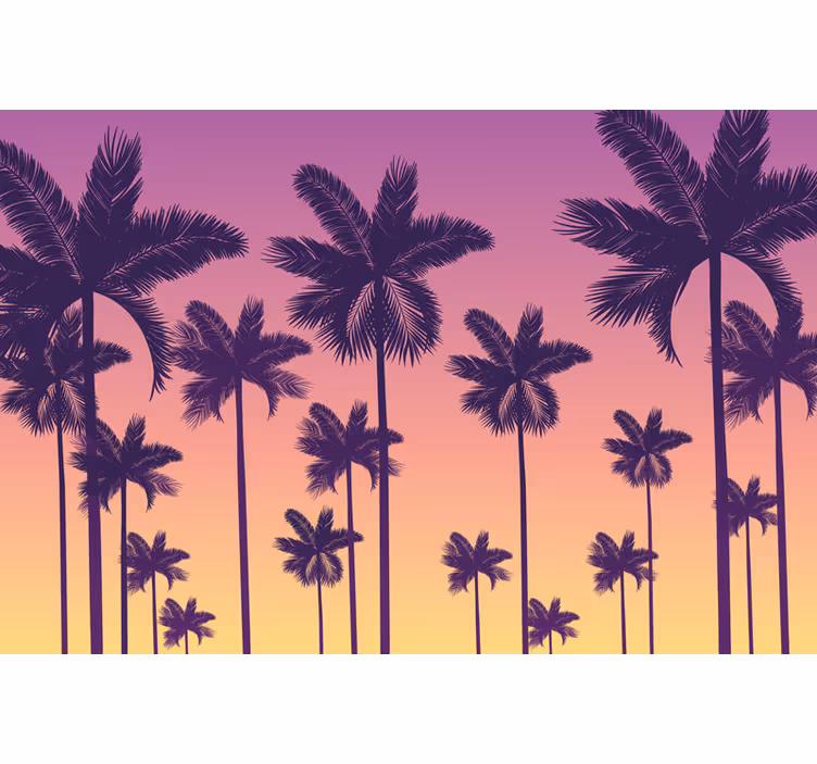 Purple blind sunset palms - TenStickers
