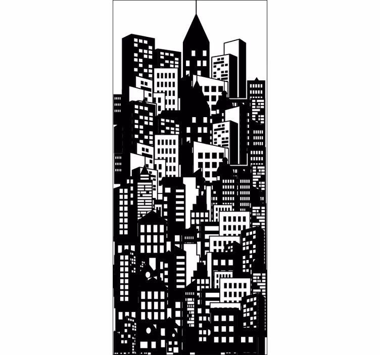 Office blind city skyline window film - TenStickers
