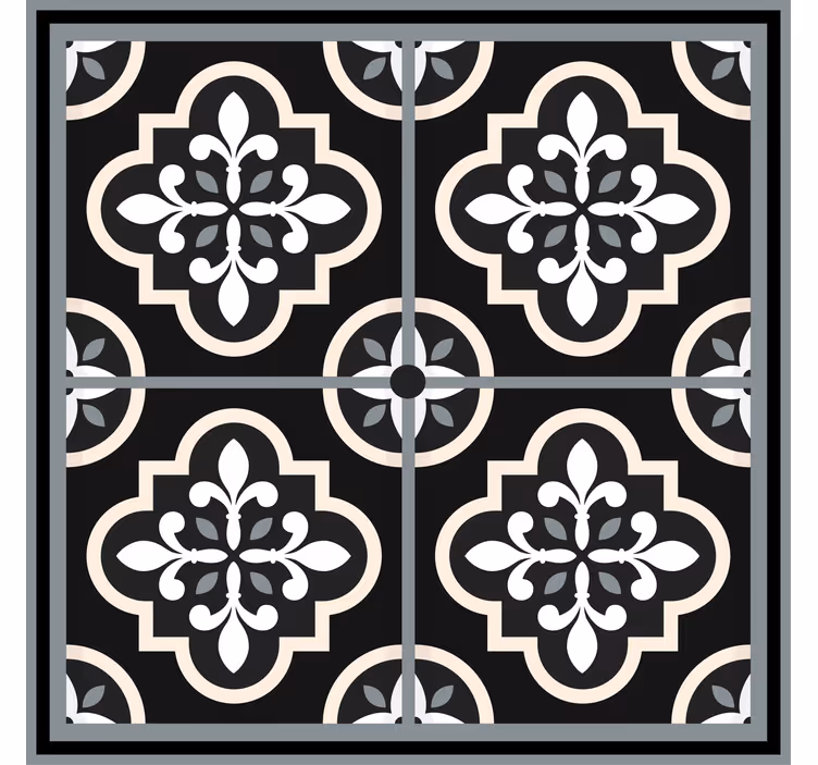 Office blind in black and white floral design - TenStickers
