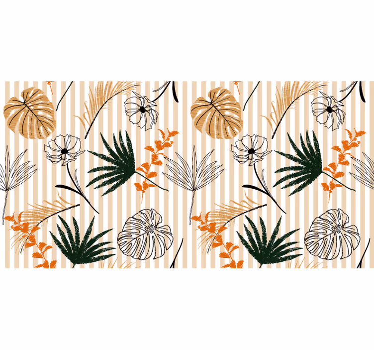 Office blind vinyl rug with black, white, and beige flowers - TenStickers