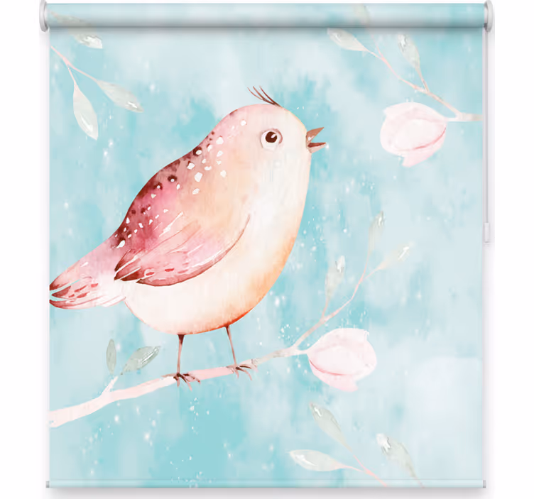 Living room blind painted bird with white flowers - TenStickers