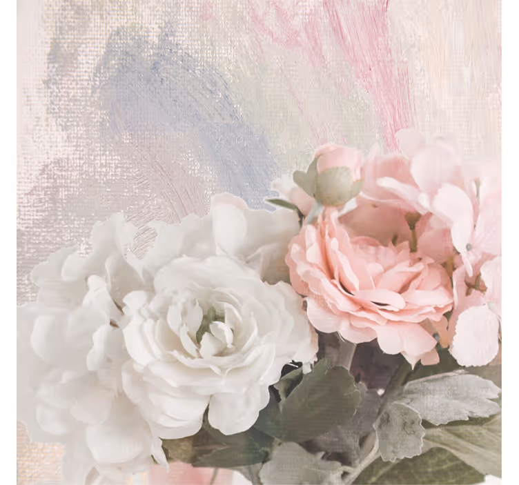 Living room blind with shabby chic pink and white flowers - TenStickers