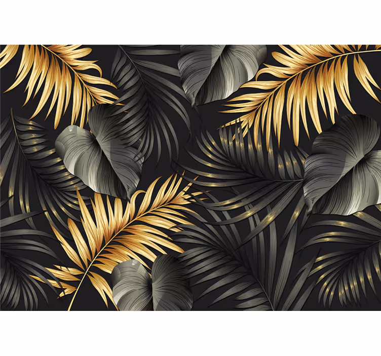 Bedroom blind with golden plants 3d effect - TenStickers