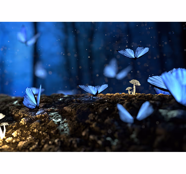 Bedroom blind blue butterfly - TenStickers
