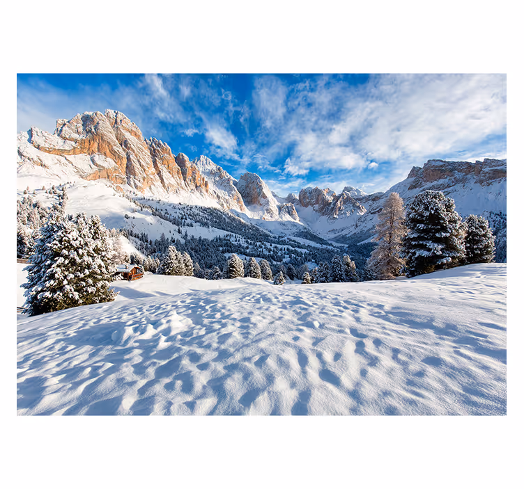 Bedroom blind snowy mountain landscape mural - TenStickers