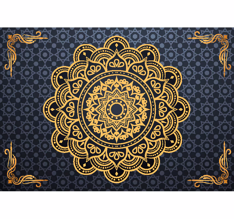 Bedroom blind golden mandala wall mural - TenStickers