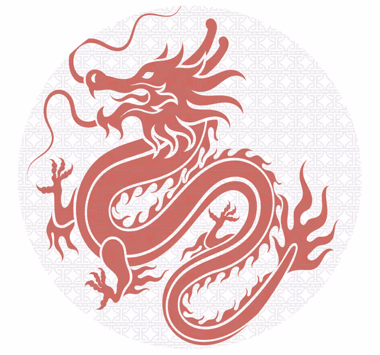 Bedroom blind featuring tibetan dragons on white - TenStickers