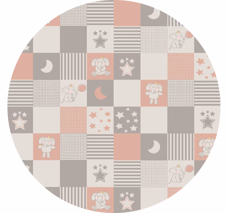 Bedroom blind with circular elephant tiles - TenStickers