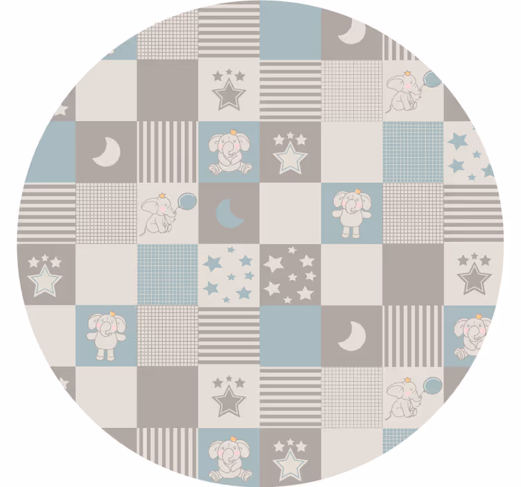 Bedroom blind with circular blue elephant tiles - TenStickers