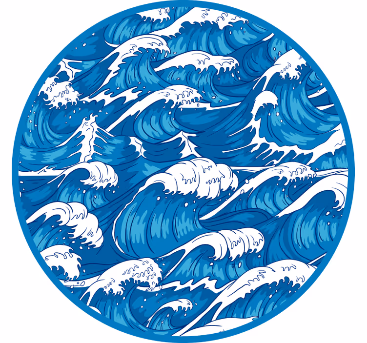 Bedroom blind with japanese waves design - TenStickers