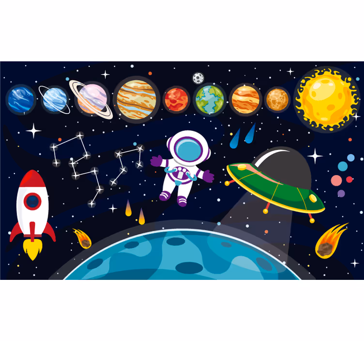 Colourful cartoon space childrens blind - TenStickers