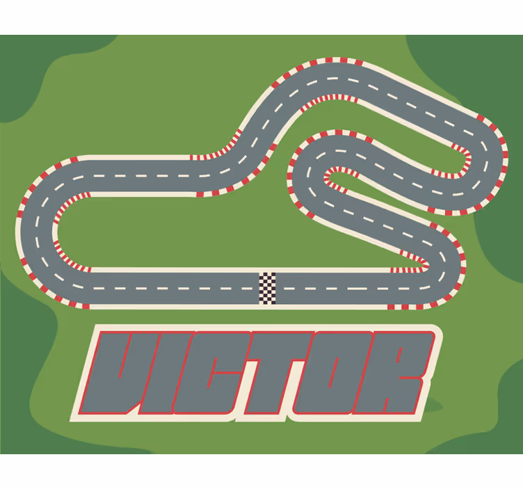 Childrens blind personalized racing track with name - TenStickers