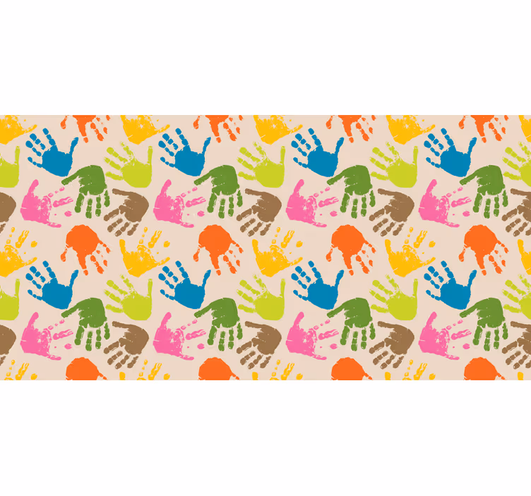 Childrens blind watercolor hands on beige background - TenStickers